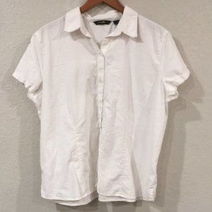 Eddie Bauer Women’s Sz XXL Linen White Button Up Short Sleeve Shirt